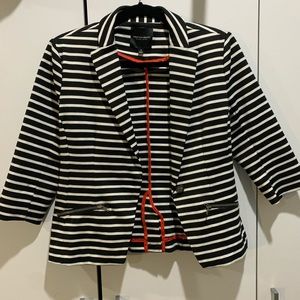 Christian Sirano Black and White Striped Blazer